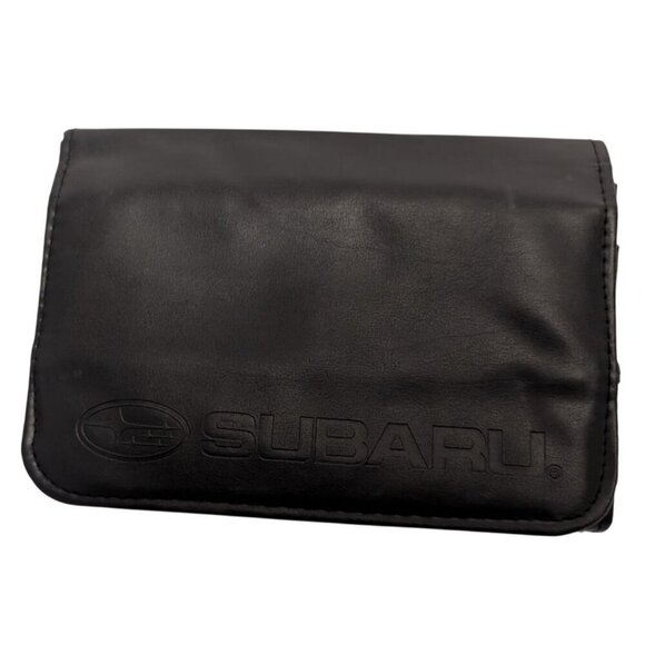 Subaru Black Leather Car Manual Holder With Card Slots & Document Organizer - Picture 2 of 7